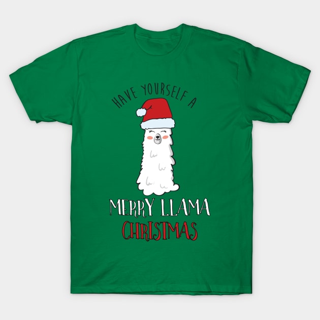 Have A Merry Llama Christmas, Funny Llama Christmas T-Shirt by Dreamy Panda Designs